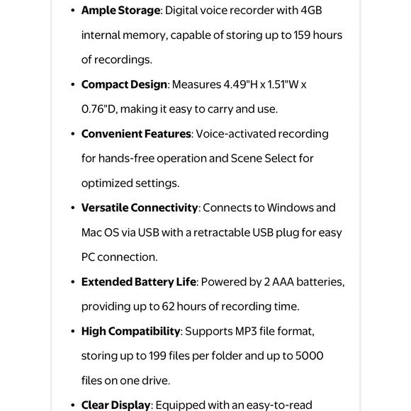 SONY ICD-PX370 Mono Digital Voice Recorder with Built-in USB with case - Picture 8 of 9